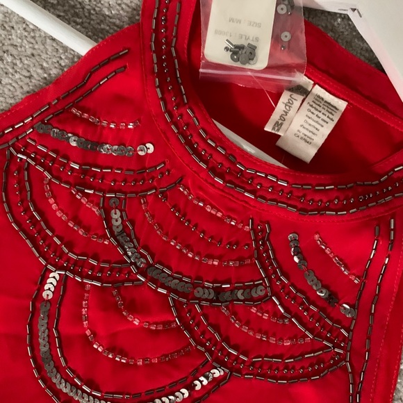 NWT ‘Japana’ Sequin Open Shoulder Tank Top - Red - Picture 3 of 5